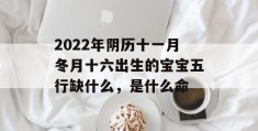 2022年阴历十一月冬月十六出生的宝宝五行缺什么，是什么命