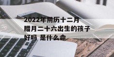 2022年阴历十二月腊月二十六出生的孩子好吗 是什么命