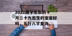 2022庚子年农历十月二十九出生的宝宝好吗，五行八字查询