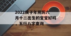 2022庚子年阴历六月十二出生的宝宝好吗，五行八字查询