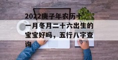 2022庚子年农历十一月冬月二十六出生的宝宝好吗，五行八字查询