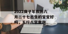 2022庚子年农历六月二十七出生的宝宝好吗，五行八字查询